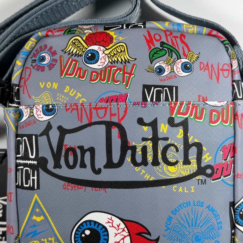 Von Dutch Crossbody Bag Vintage Y2K Graphic Grey OS VDCB-004 New With Tags Rare - Picture 3 of 15